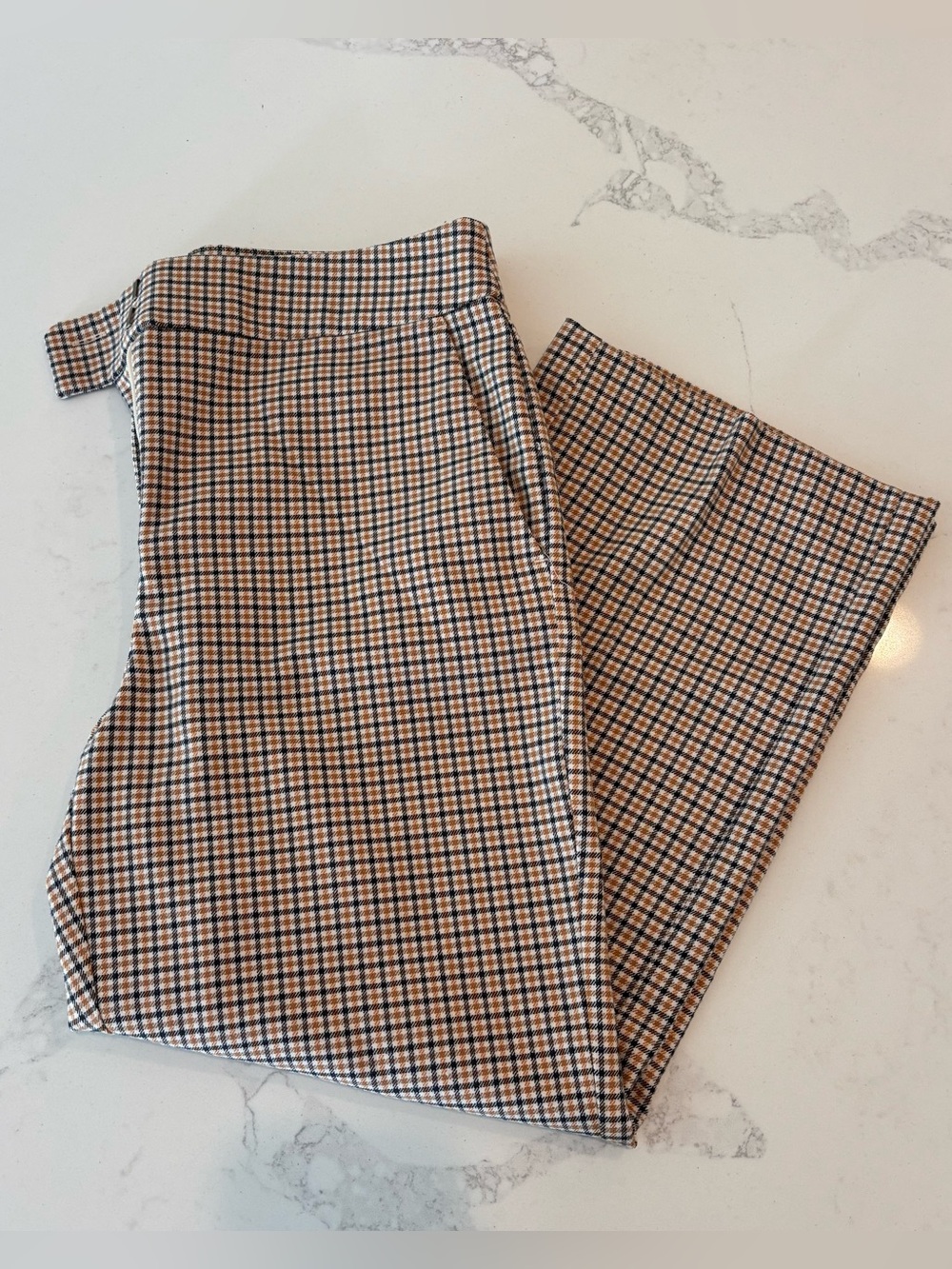 LOFT Petite High-Rise Slim Wide-Leg Plaid Trousers Size 6 Petite
